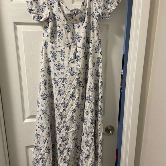 White and Blue Floral Maxi Dress - Picture 2 of 2